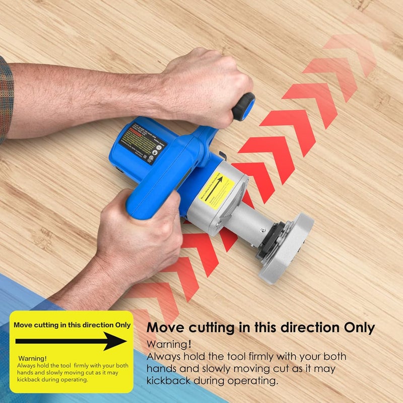 igooo Toe Kick Saw EKS85, 3-3/8 in. Blades, 2 Alloy Blade for Woods, 1 Diamond Blade for Tiles and Stones, Flush Cutting, Special Circular Saw for Removing Subfloor or Tiles - Image 2